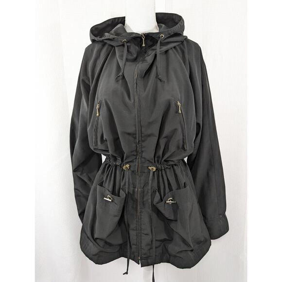 JONES NEW YORK! ADORABLY CHIC BLACK MICROFIBER UTILITY STYLE JACKET, COAT! SZ L - Picture 2 of 11